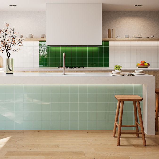 Colour Cascade Sage Gloss Wall Tiles - 150 x 150mm