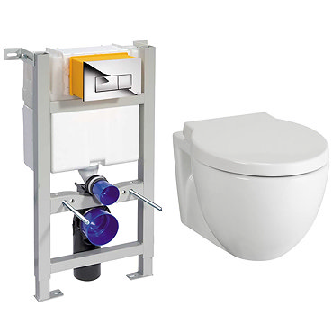 Compact Dual Flush Concealed WC Cistern with Wall Hung Frame + Holstein Toilet  Profile Large Image