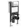 Compact Dual Flush Concealed WC Cistern with Wall Hung Frame with Square Button Chrome Flush & Modern Toilet