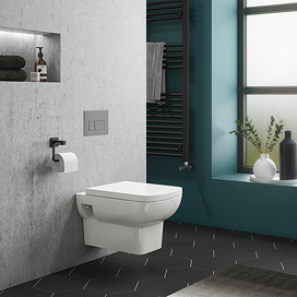 Compact Concealed WC Cistern with Wall Hung Frame & Modern Square Wall Hung Toilet Large Image
