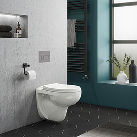 Compact Dual Flush Concealed WC Cistern with Wall Hung Frame & Standard Toilet Medium Image
