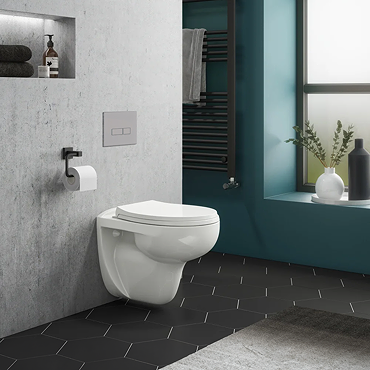 Compact Dual Flush Concealed WC Cistern with Wall Hung Frame & Standard Toilet  Standard Large Image