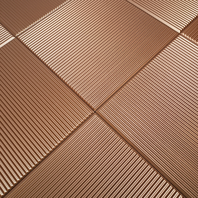 Copper Metallic Effect Fluted Wall Tiles