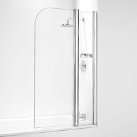 Coram Compact Curved Bath Screen with Side Panel - 800mm - 2 Colour Options Large Image