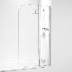 Coram Compact Curved Bath Screen with Side Panel - 800mm - 2 Colour Options Large Image