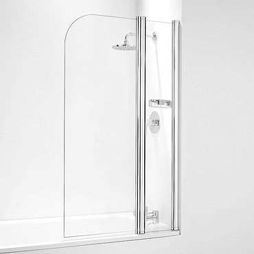 Coram Compact Curved Bath Screen with Side Panel - 800mm Wide - Chrome - SFR802CUC  Profile Large Im