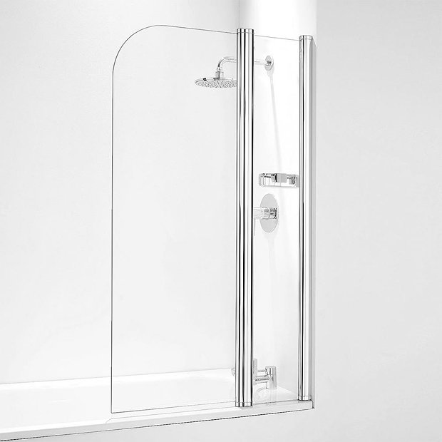 Coram Compact Curved Bath Screen with Side Panel - 800mm - 2 Colour Options Large Image