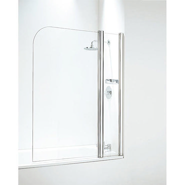Coram Curved Bath Screen with Side Panel - 1050mm Wide - Chrome - SFR105CUC  Profile Large Image