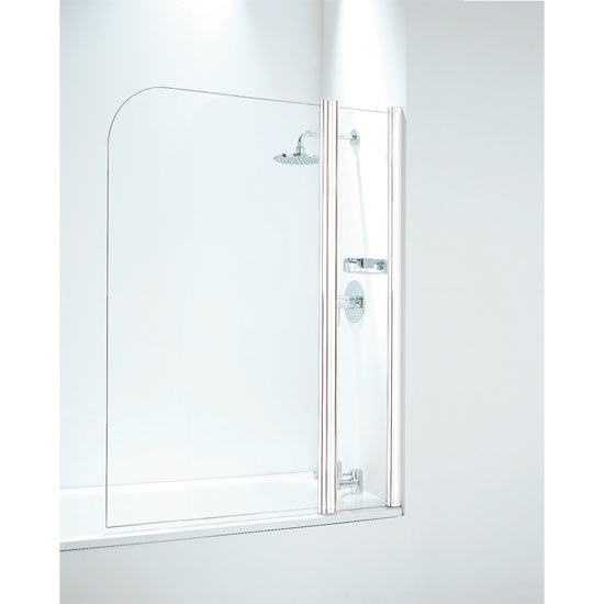 Coram Curved Bath Screen with Side Panel - 1050mm Wide - White - SFR105CUW Large Image