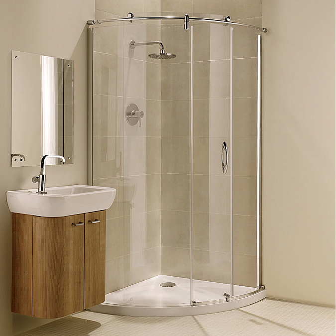 Coram - Frameless Premier Crescent Shower Enclosure - Various Size Options Standard Large Image