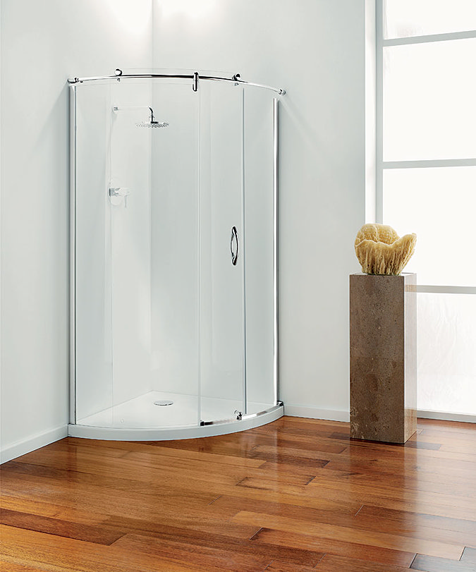 Coram - Frameless Premier Crescent Shower Enclosure - Various Size Options Large Image