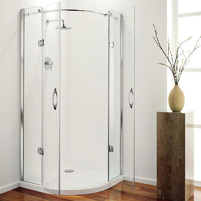 Coram Frameless Premier Hinged Shower Quadrant - 2 Size Options  Profile Large Image