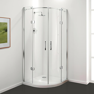 Coram Frameless Premier Hinged Shower Quadrant - 2 Size Options  Profile Large Image