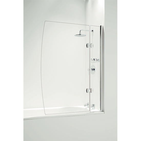 Coram - Hinged D Bathscreen with Side Panel -Chrome - 2 Size Options Large Image