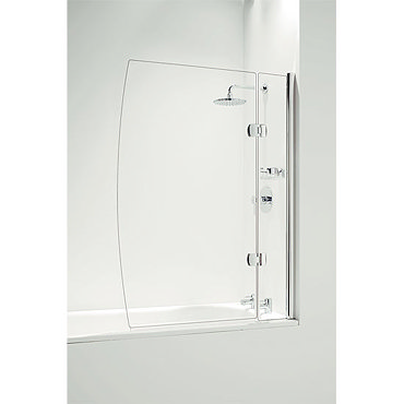 Coram - Hinged D Bathscreen with Side Panel -Chrome - 2 Size Options Profile Large Image