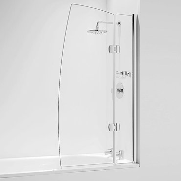 Coram Hinged Sail Bath Screen with Side Panel - Chrome - 2 Size Options  Profile Large Image