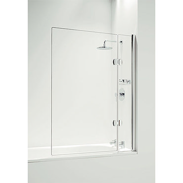 Coram - Hinged Square Bathscreen with Side Panel - Chrome - 2 Size Options Profile Large Image