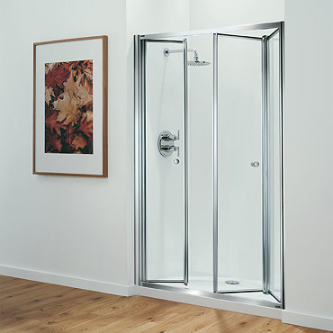 Coram - Optima 1200mm Tri-Fold Shower Door - Chrome Profile Large Image
