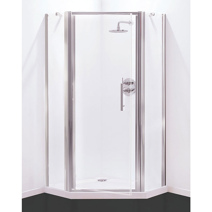 Coram - Optima 900mm Pentagon Shower Enclosure - Chrome Large Image