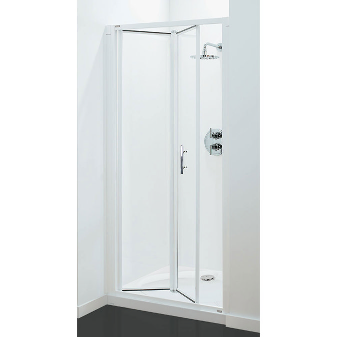 Coram - Optima Bi-Fold Shower Door - White - Various Size Options Large Image