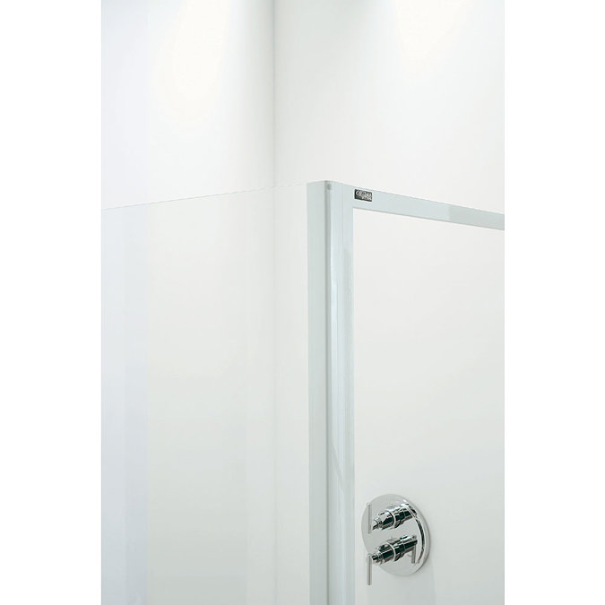 Coram Optima Bow Front Sliding Door with Side Panel - White Feature Large Image