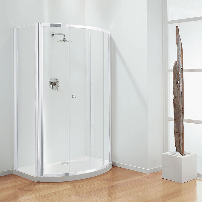 Coram Optima Bow Front Sliding Door with Side Panel - White Large Image