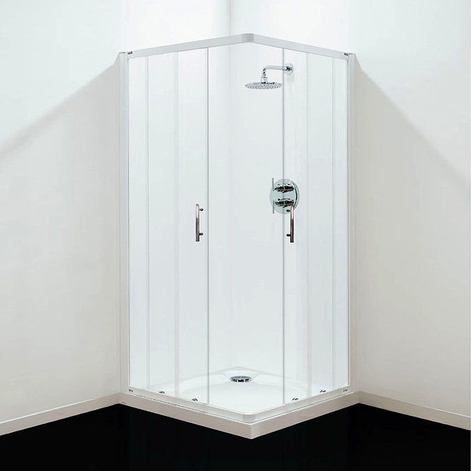 Coram - Optima Corner Entry Shower Enclosure - White - Various Size Options Large Image