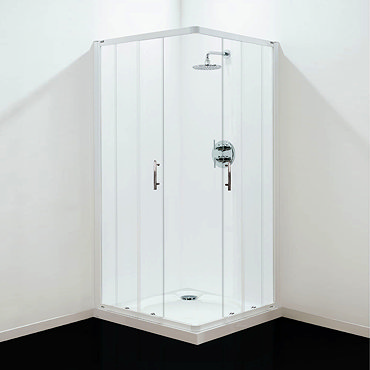 Coram - Optima Corner Entry Shower Enclosure - White - Various Size Options Profile Large Image
