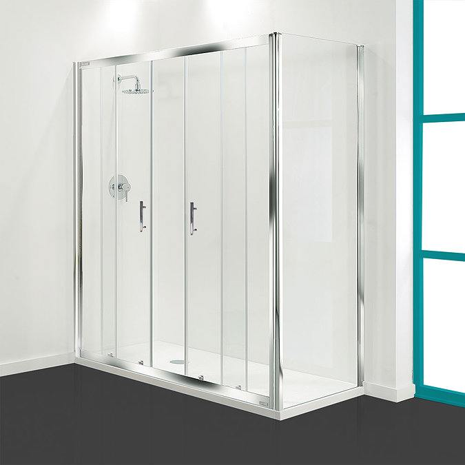 Coram - Optima Double Sliding Shower Door - Chrome - Various Size Options Large Image