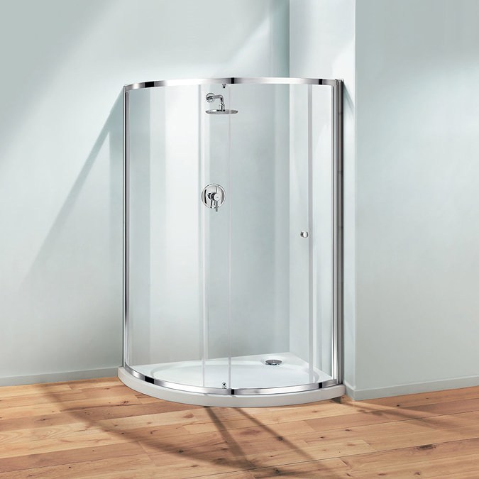 Coram - Optima Offset Crescent Shower Enclosure - Chrome - 1200mm Large Image