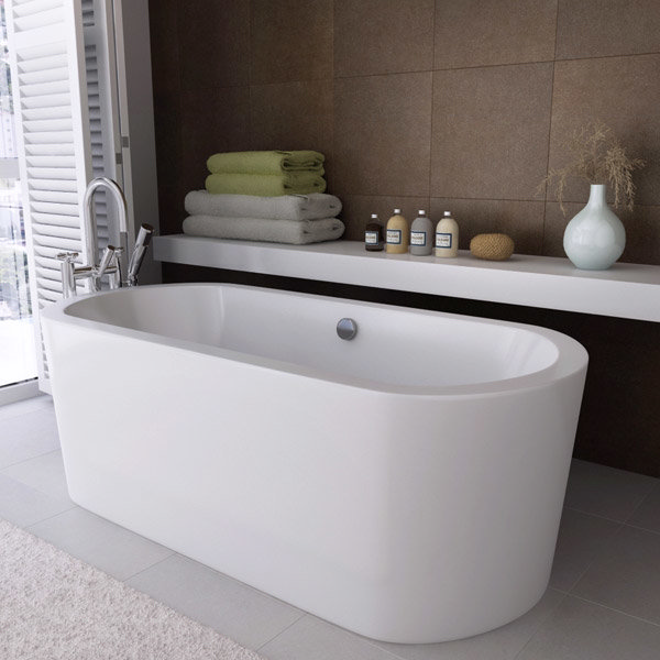 Turin 1680 x 780 Luxury Modern Double Ended Oval Freestanding Bath In Bathroom Large Image
