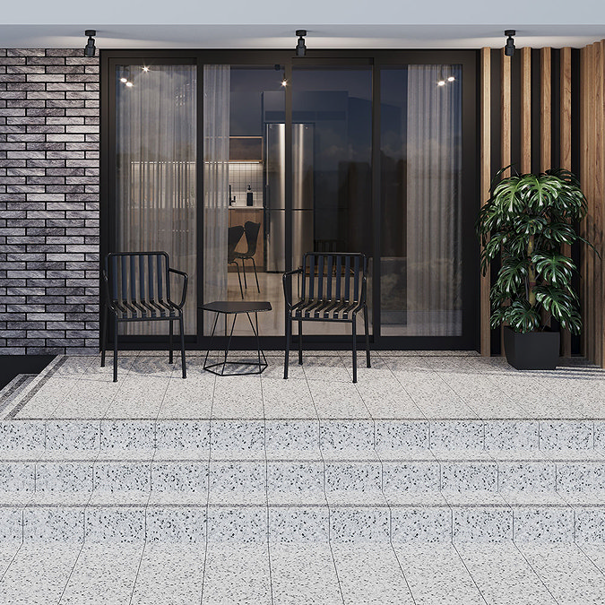 Cori Grey Terrazzo Effect Floor Tiles - 300 x 300mm  Standard Large Image