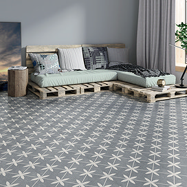 Corvus Blue Patterned Floor Tiles - 450 x 450mm