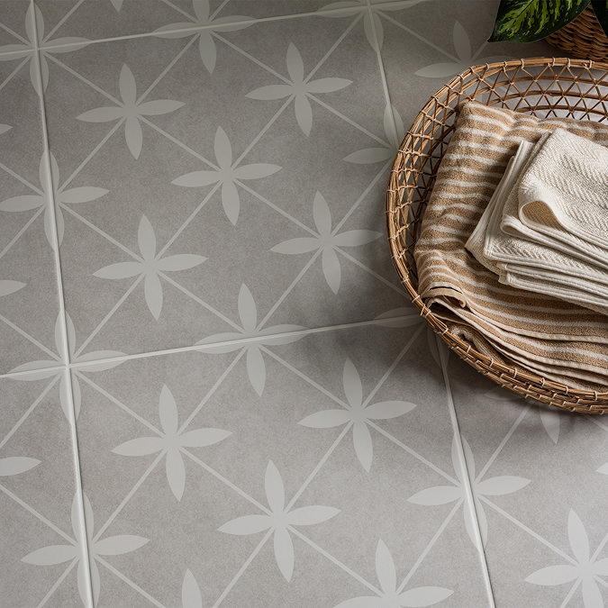 Corvus Grey Patterned Wall & Floor Tiles - 450 x 450mm