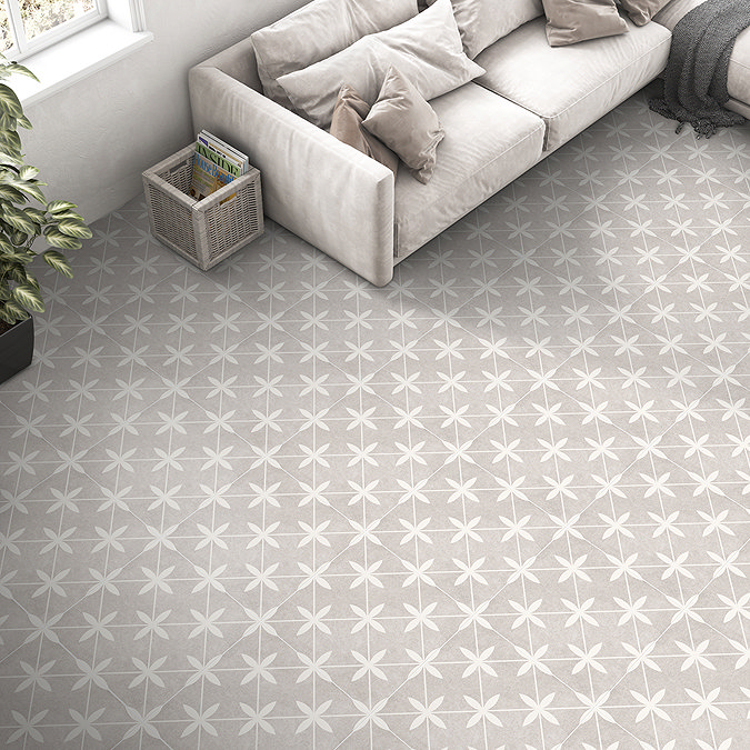 Corvus Grey Patterned Wall & Floor Tiles - 450 x 450mm