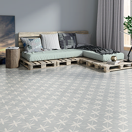 Corvus Sky Blue Patterned Floor Tiles - 450 x 450mm