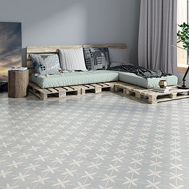 Corvus Sky Blue Patterned Floor Tiles - 450 x 450mm