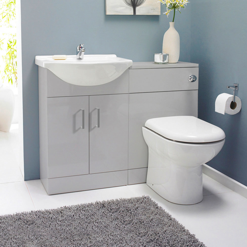 Cove 1050mm Light Grey Vanity Unit Cloakroom Suite Victorian Plumbing UK