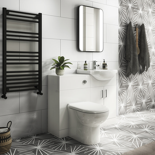 Cove 1050mm Vanity Unit Cloakroom Suite (Gloss White - Depth 300mm)  In Bathroom Large Image