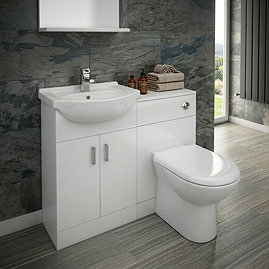 Cove 1050mm Vanity Unit Cloakroom Suite (Gloss White - Depth 300mm)