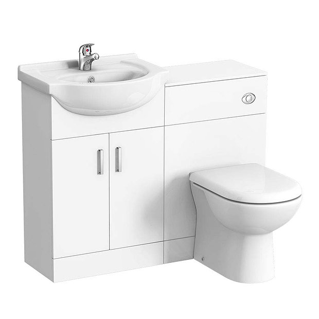 Cove 1050mm Vanity Unit Cloakroom Suite (Gloss White - Depth 300mm) Large Image