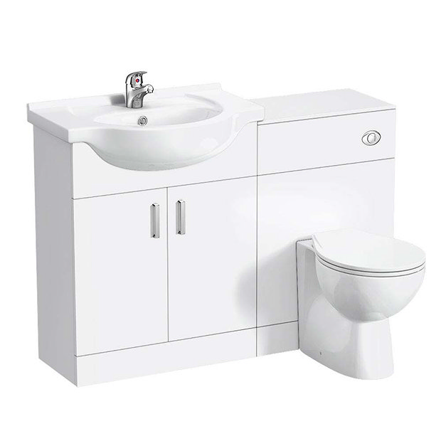 Cove 1150mm Vanity Unit Cloakroom Suite (Gloss White - Depth 300mm)  Feature Large Image