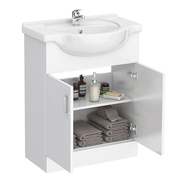 Cove 1150mm Vanity Unit Cloakroom Suite (Gloss White - Depth 300mm)  Profile Large Image