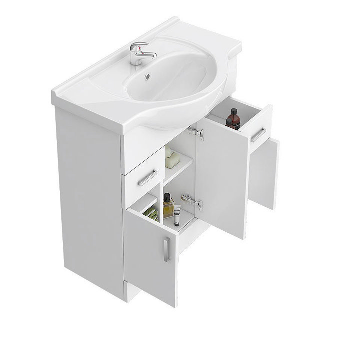 Cove 1250mm Vanity Unit Bathroom Suite + Tap (High Gloss White - Depth 330mm)  Feature Large Image