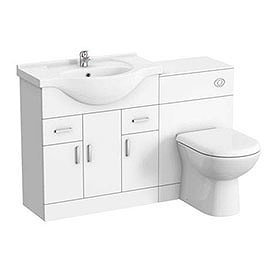 Cove 1250mm Vanity Unit Bathroom Suite + Tap (High Gloss White - Depth 330mm) Medium Image