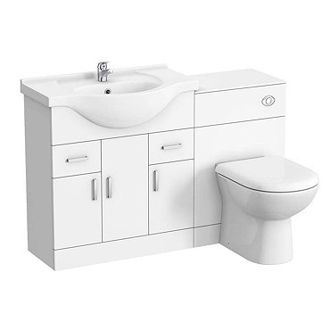 Cove 1250mm Vanity Unit Bathroom Suite + Tap (High Gloss White - Depth 330mm)  Profile Large Image