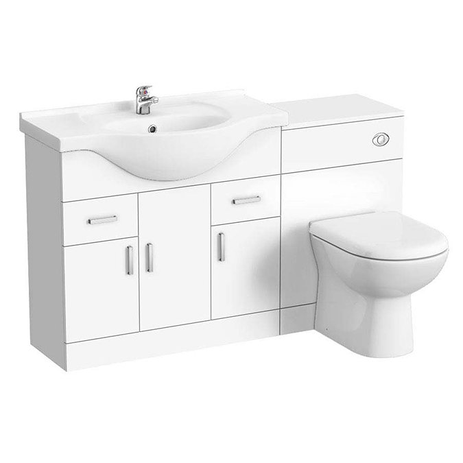 Cove 1320mm Vanity Unit Suite + Tap (High Gloss White - Depth 330mm)  Standard Large Image