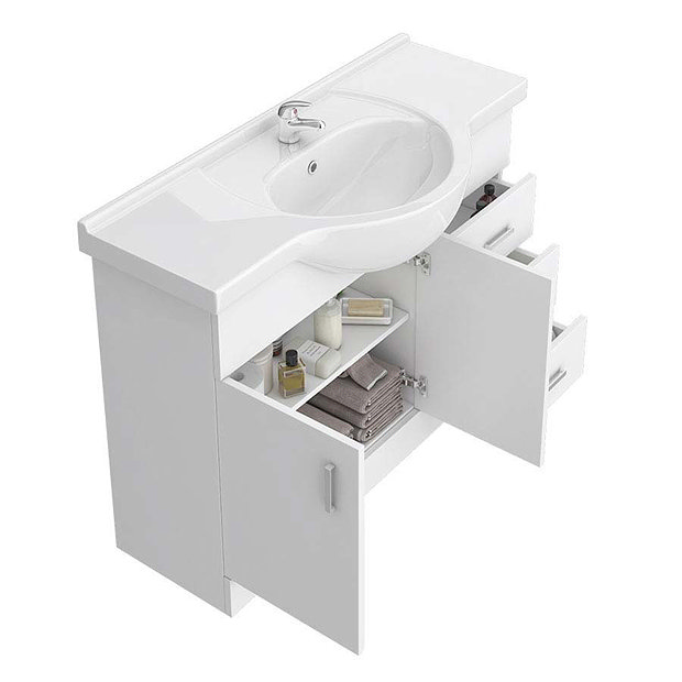 Cove 1520mm Vanity Unit Bathroom Suite (High Gloss White Depth 330mm