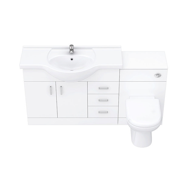 Cove 1520mm Vanity Unit Bathroom Suite (High Gloss White - Depth 330mm)  Standard Large Image