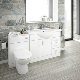 Cove 1520mm Vanity Unit Bathroom Suite (High Gloss White - Depth 330mm) Medium Image
